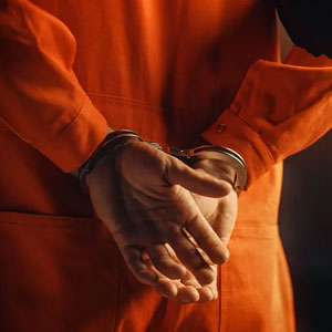 A man in handcuffs due to criminal defense - Sexton Weldon Law Firm.