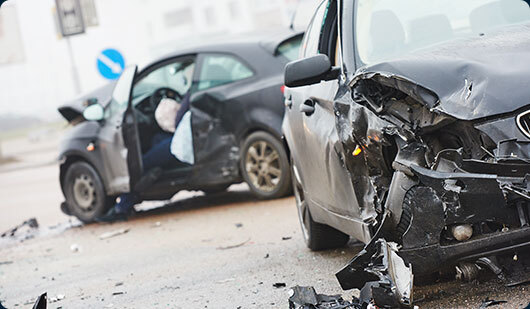 Two cars after an accident - Sexton Weldon Law Firm.