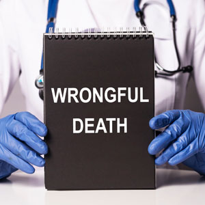 A medical professional presents a notebook that reads wrongful death | Sexton Weldon Law Firm